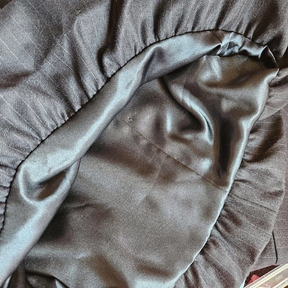 Club Monaco Wool Blend Navy Pin Stripe Strapless Bubble Mini Dress Sz 4 PERFECT - Picture 8 of 11